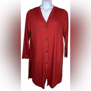 Lane Bryant Dark Orange/Red Knit Duster Cardigan
Size 14/16, worn only 1 or 2X